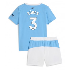 Manchester City Ruben Dias #3 Primera Equipación Niños 2025-26 Manga Corta (+ Pantalones cortos)